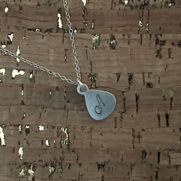 Tear Drop Initial pendant & chain