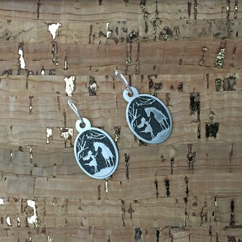Girl with horse Silver Earrings