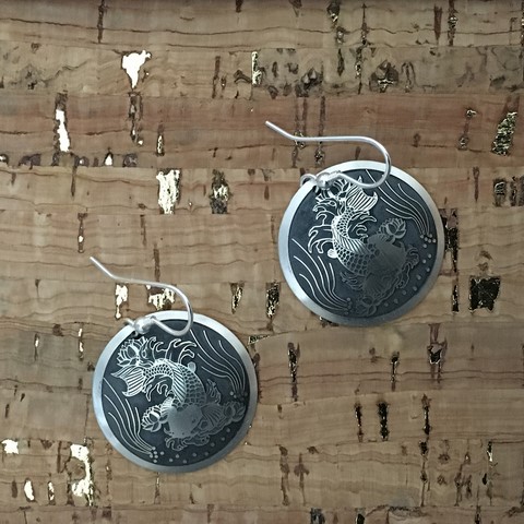 Koi Carp Silver Earrings