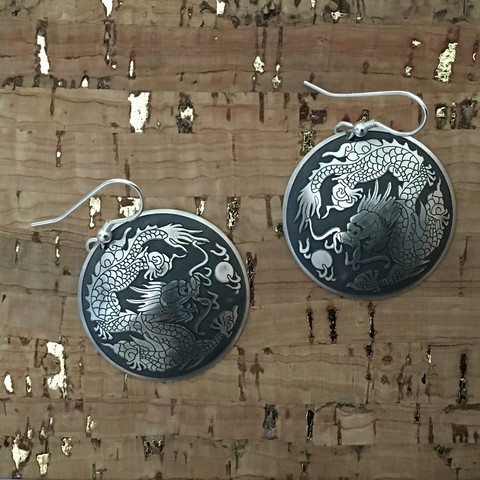 Chinese dragon Silver Earrings