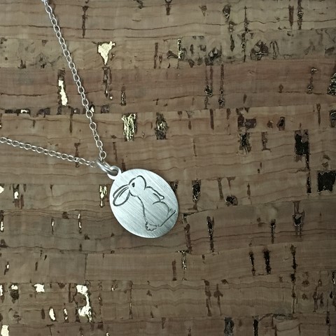 Bunny Rabbit silver pendant and chain