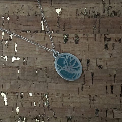 Abstract Enamelled pendant & chain